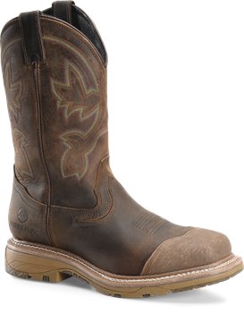 CreamBuster Leather  Brown Double H Boot 12 In WorkFlex Wide Square Toe 